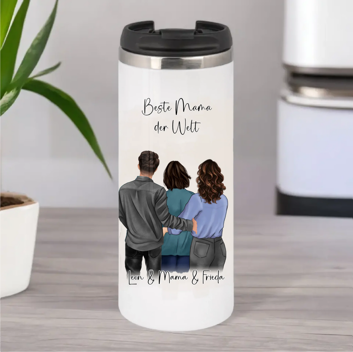 Mama mit Sohn & 1-2 Töchter Tasse / Thermobecher