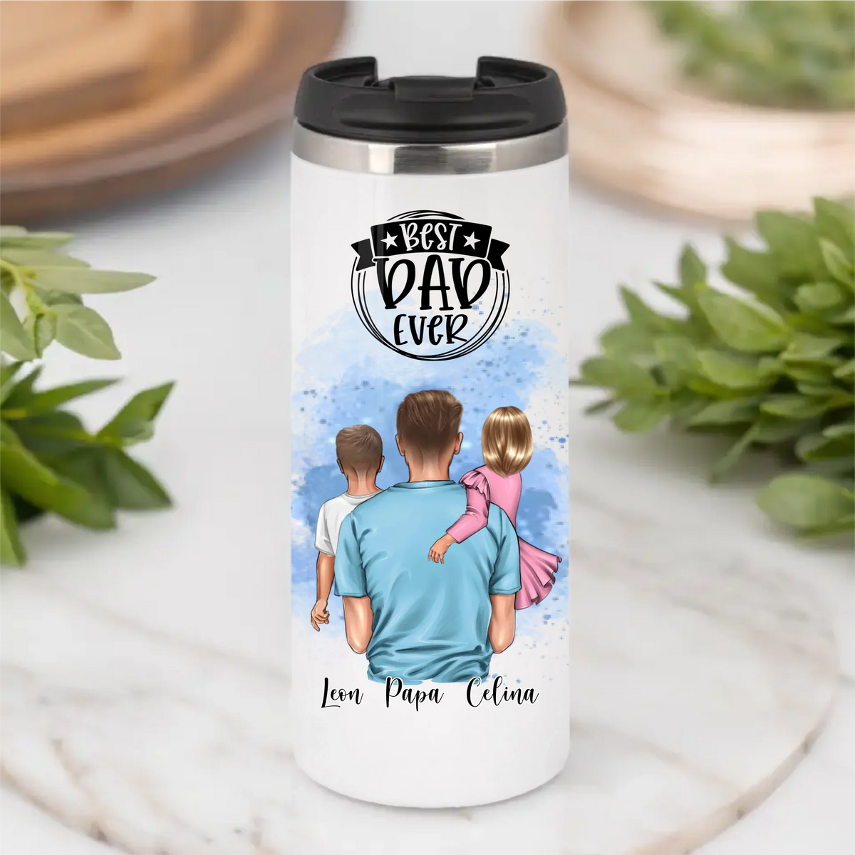 Papa & 1-2 Kinder Tasse / Thermobecher
