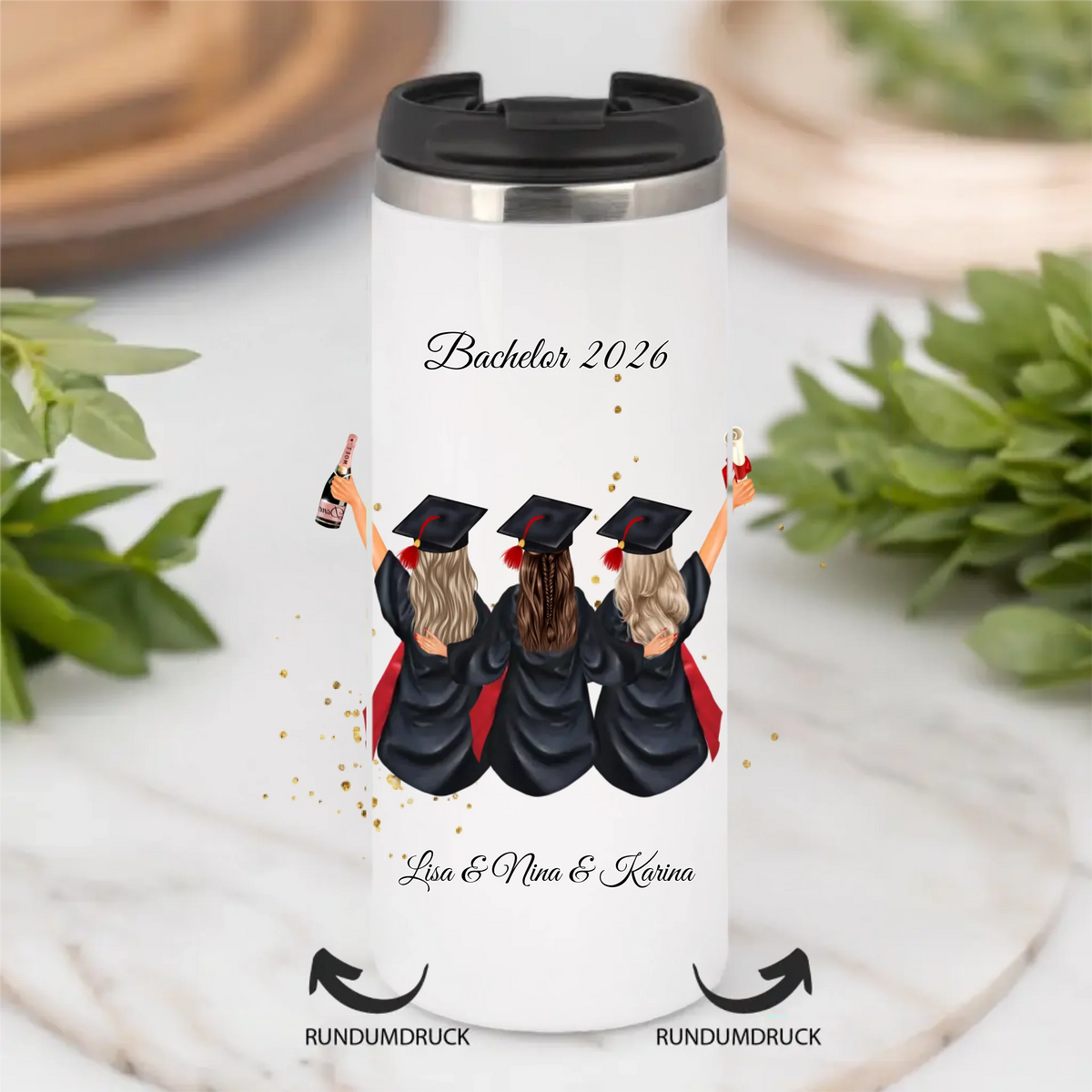 3 Freundinnen Abschluss Tasse / Thermobecher