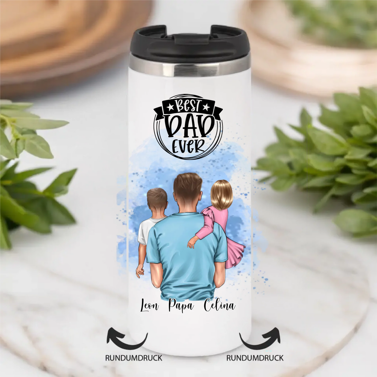 Papa & 1-2 Kinder Tasse / Thermobecher