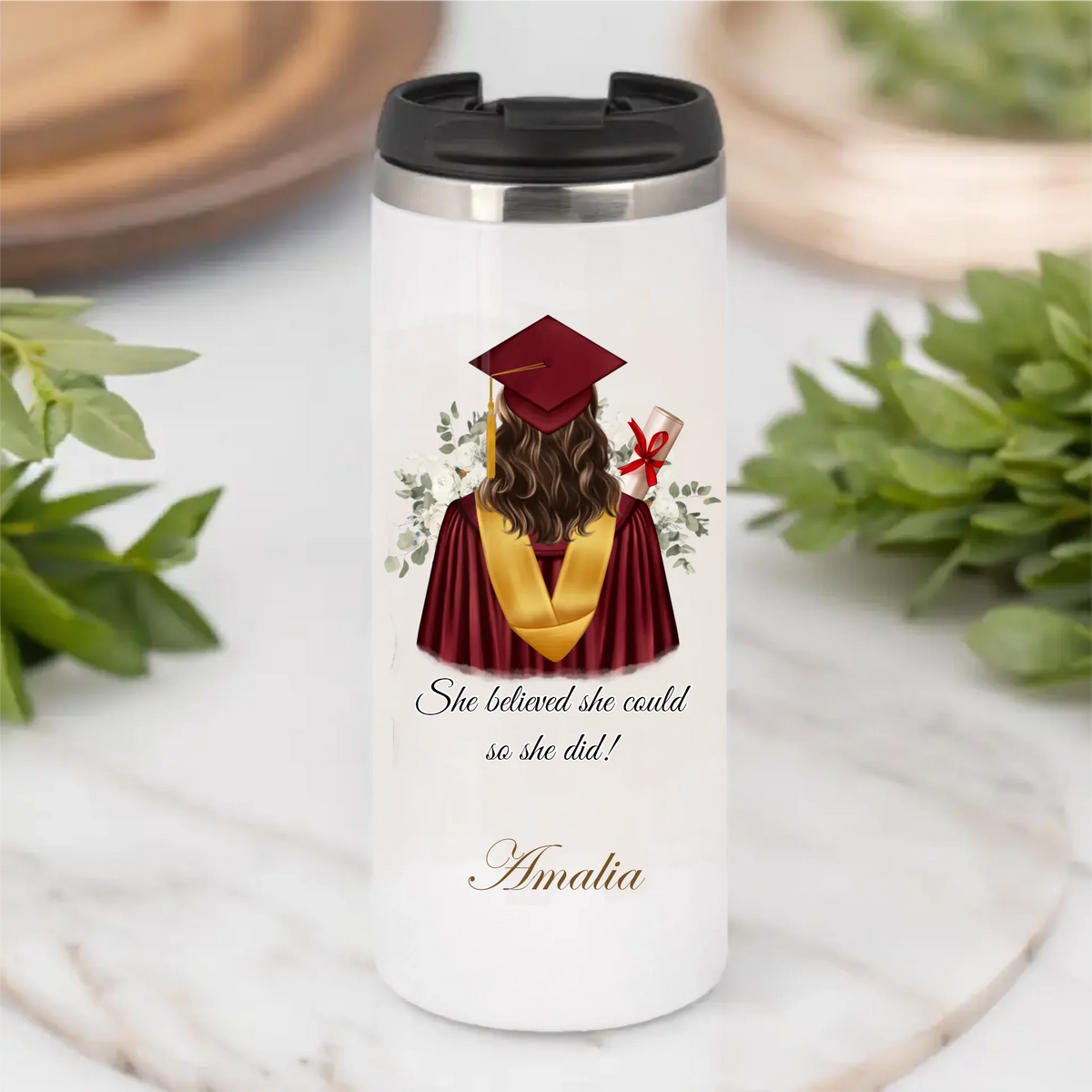 Abschluss Tasse / Thermobecher (Mann & Frau)