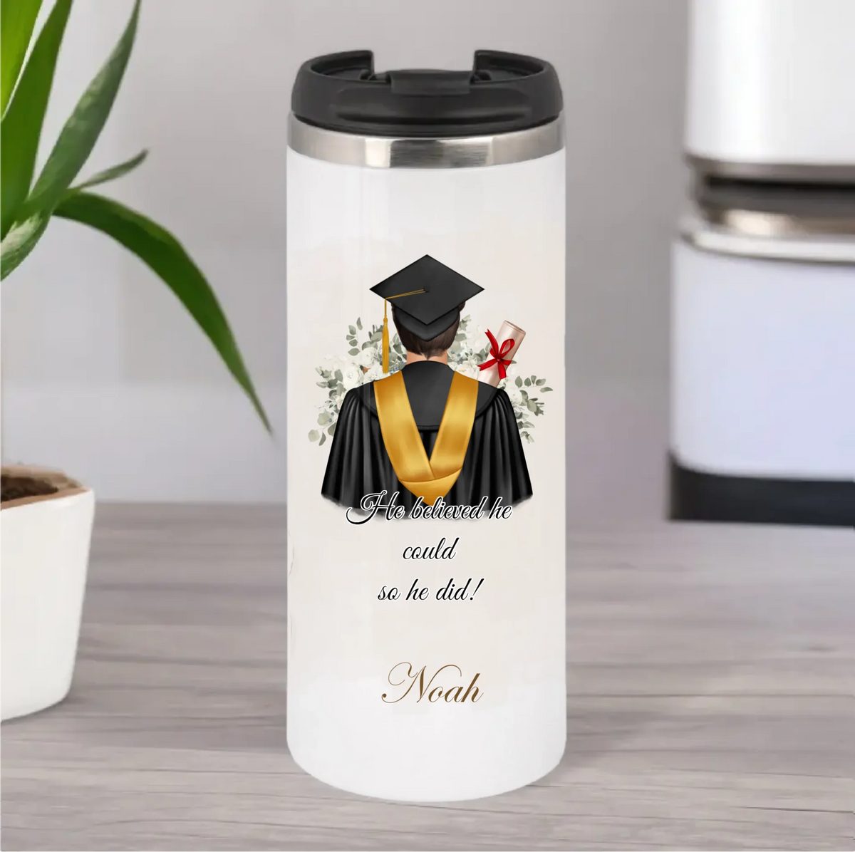 Abschluss Tasse / Thermobecher (Mann & Frau)