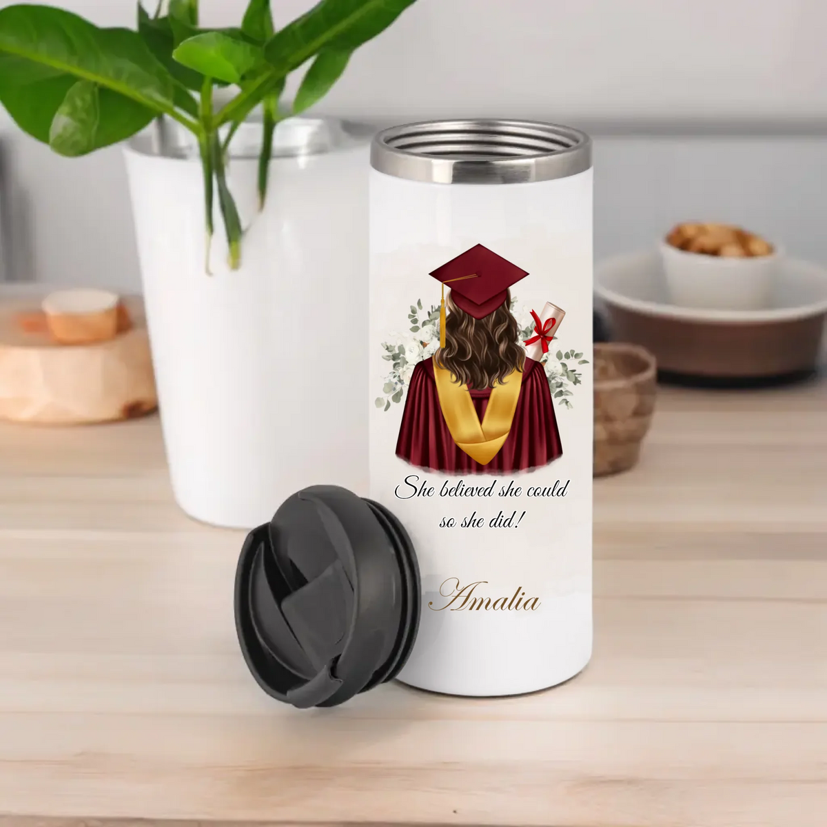 Abschluss Tasse / Thermobecher (Mann & Frau)