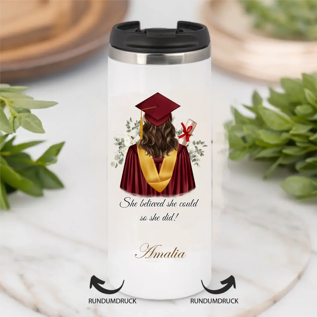 Abschluss Tasse / Thermobecher (Mann & Frau)