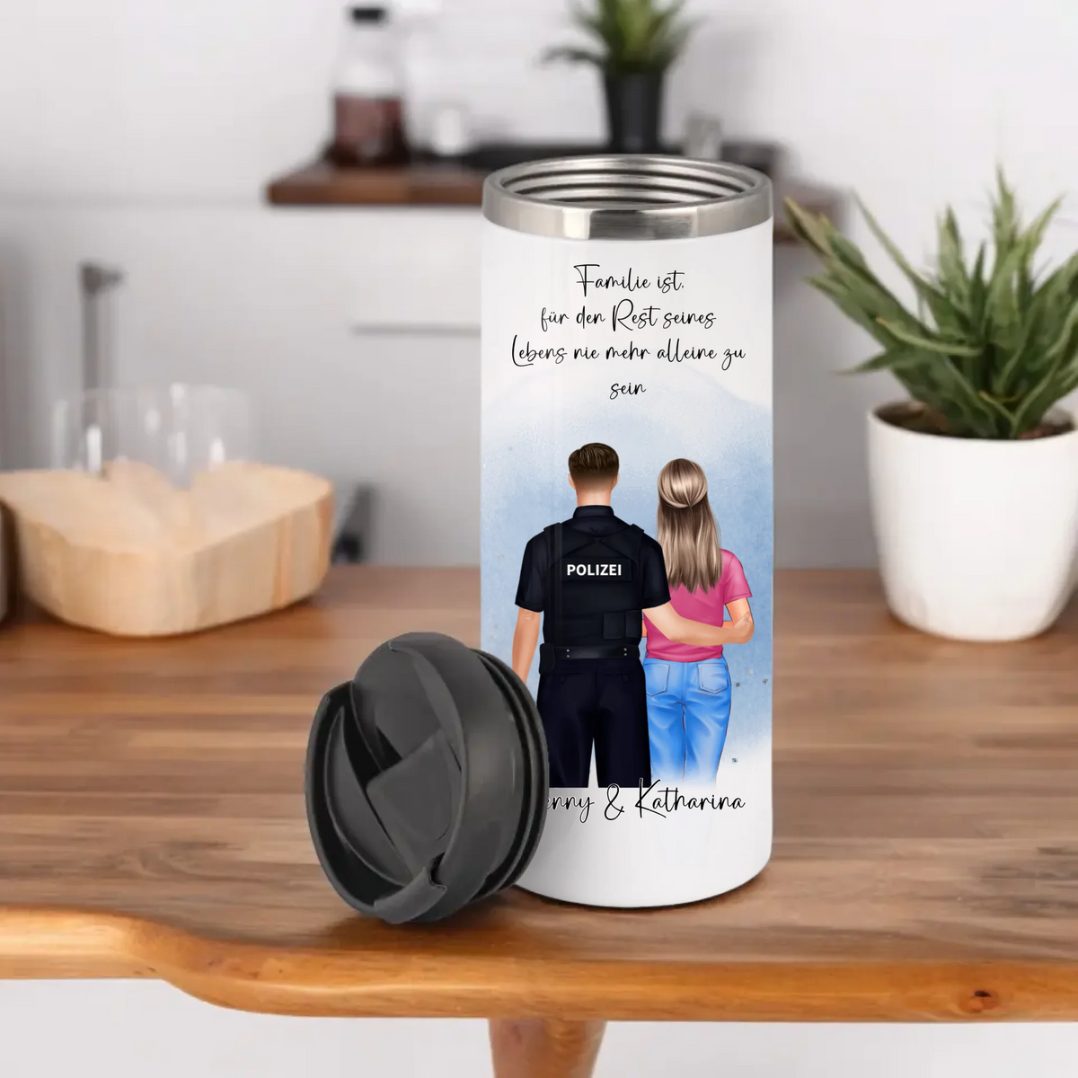 Polizei & Frau + 1-2 Kinder Tasse / Thermobecher