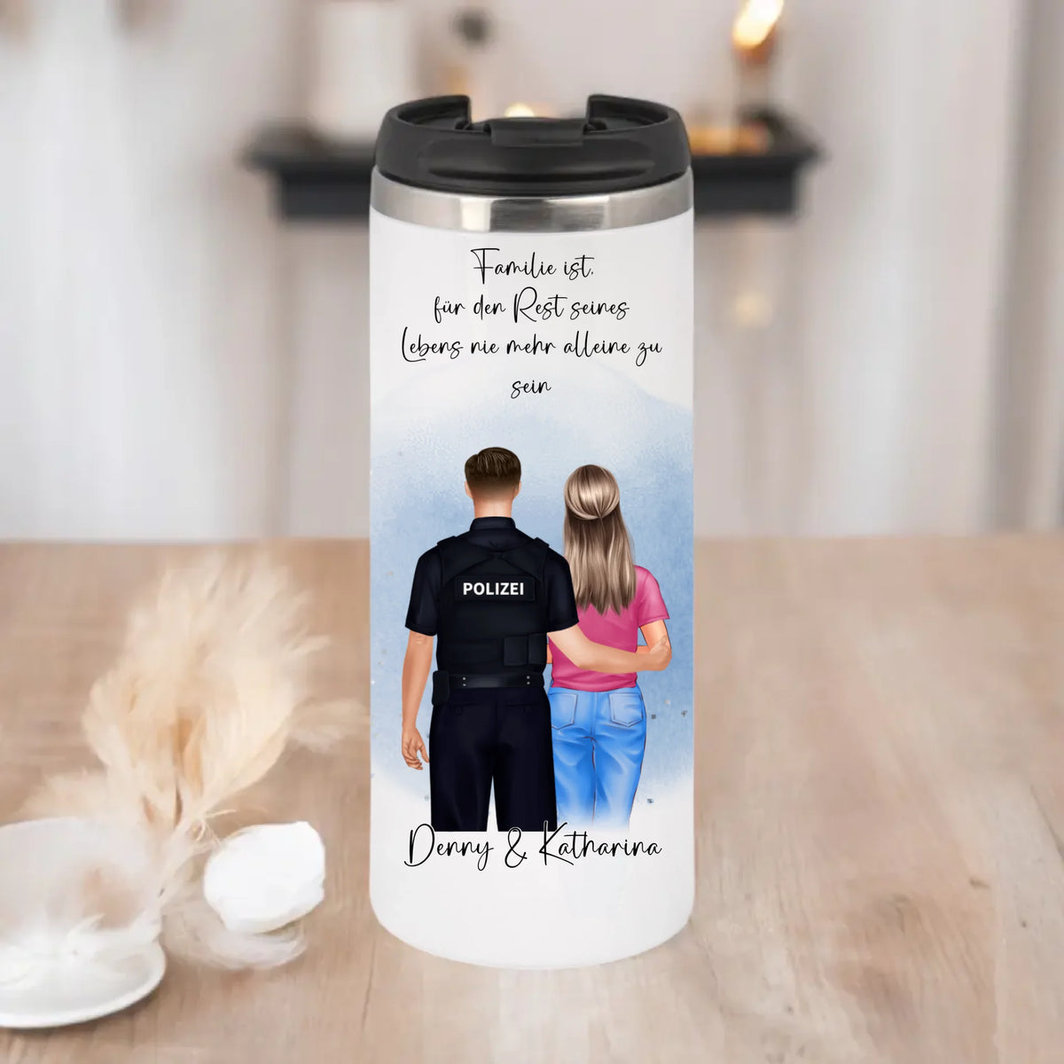 Polizei & Frau + 1-2 Kinder Tasse / Thermobecher