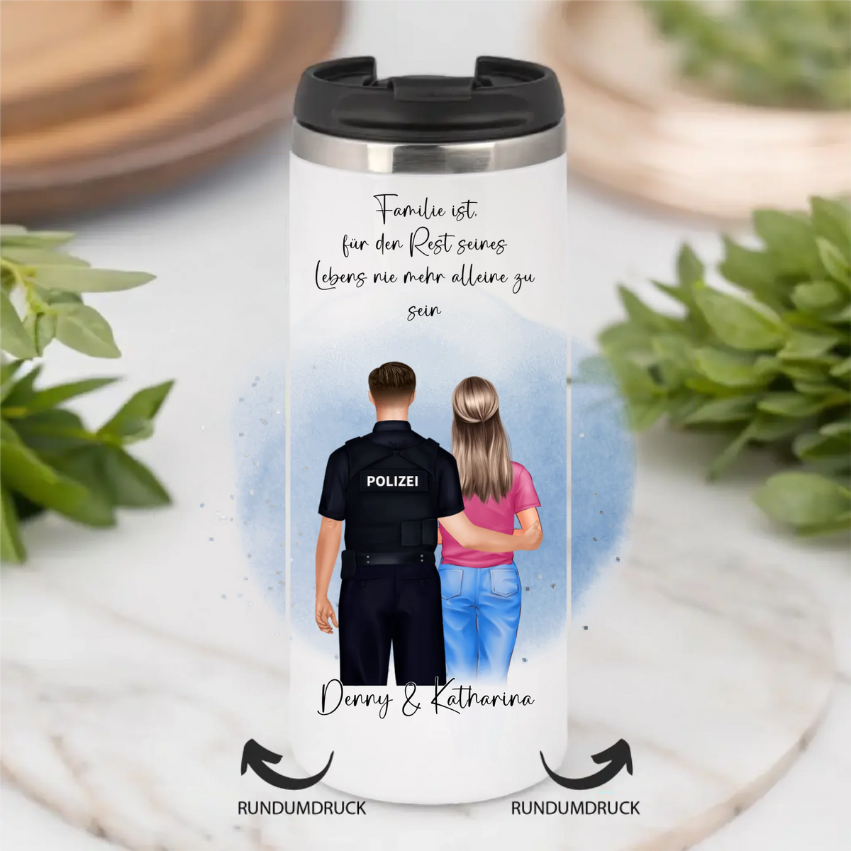 Polizei & Frau + 1-2 Kinder Tasse / Thermobecher