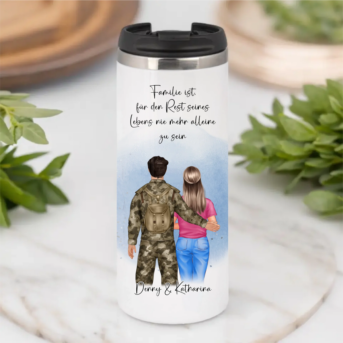 Soldat/in & Frau + 1-2 Kinder Tasse / Thermobecher