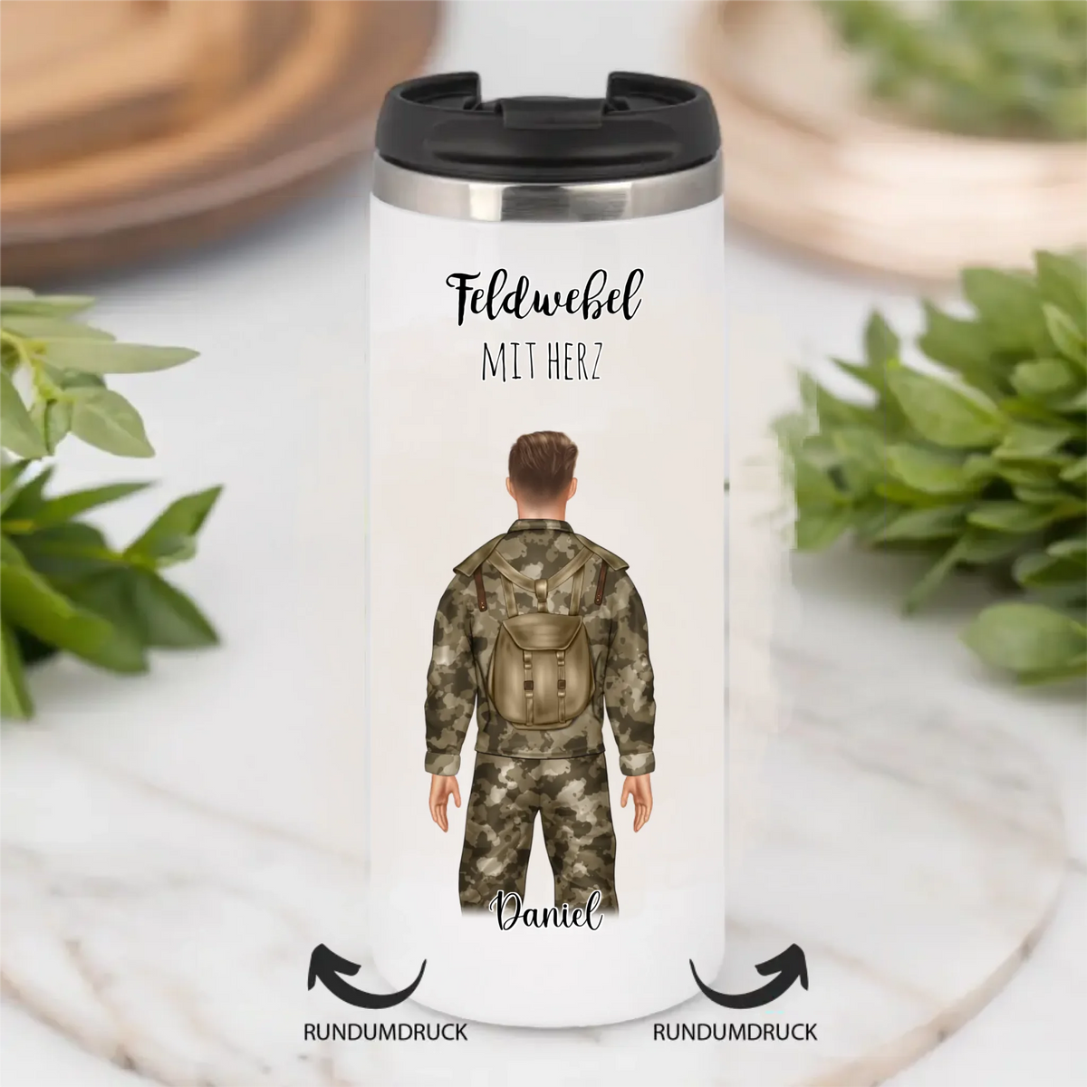 1-2 Personen Soldat, Bundeswehr Tasse / Thermobecher (Mann & Frau)