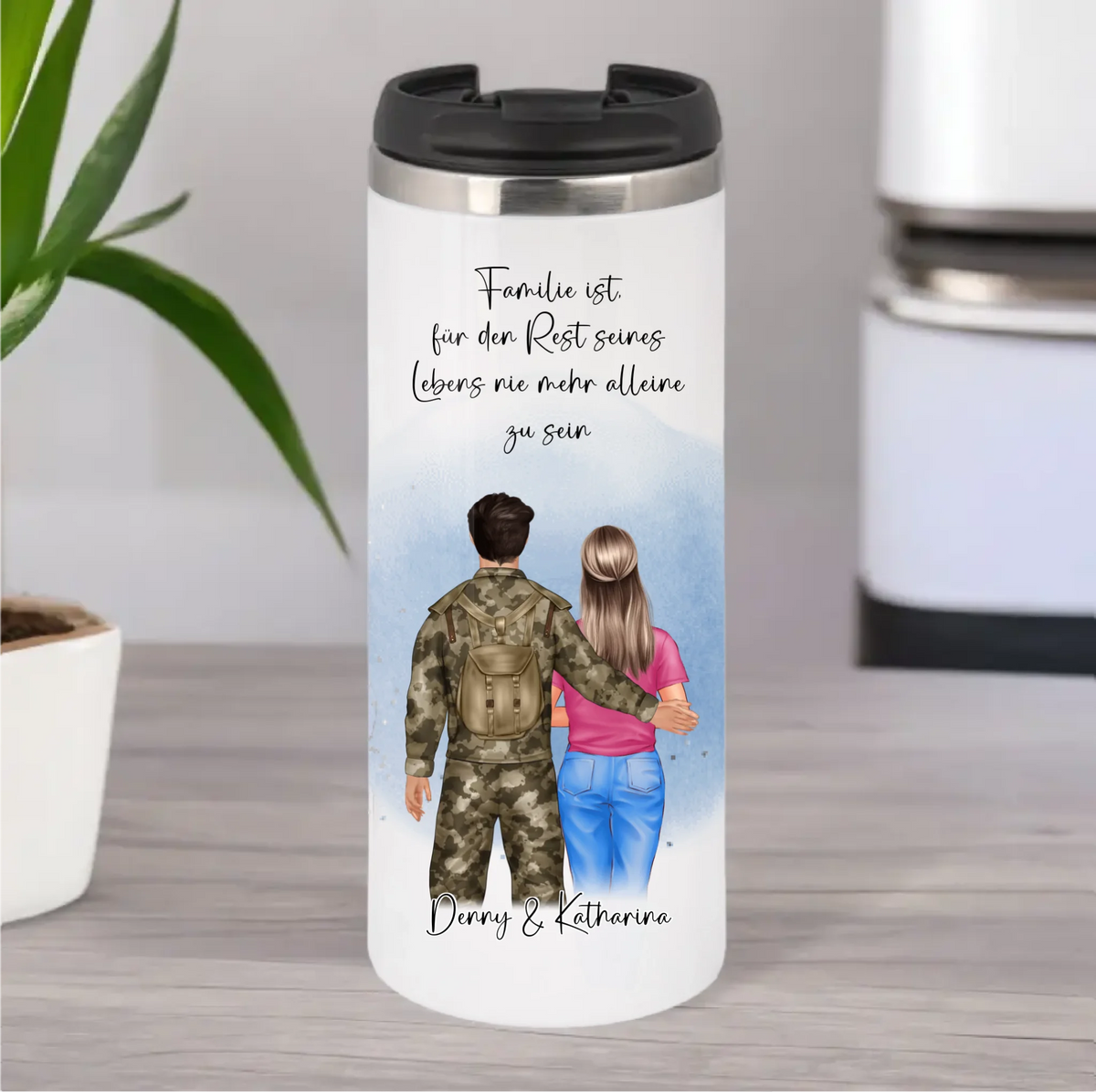 Soldat/in & Frau + 1-2 Kinder Tasse / Thermobecher
