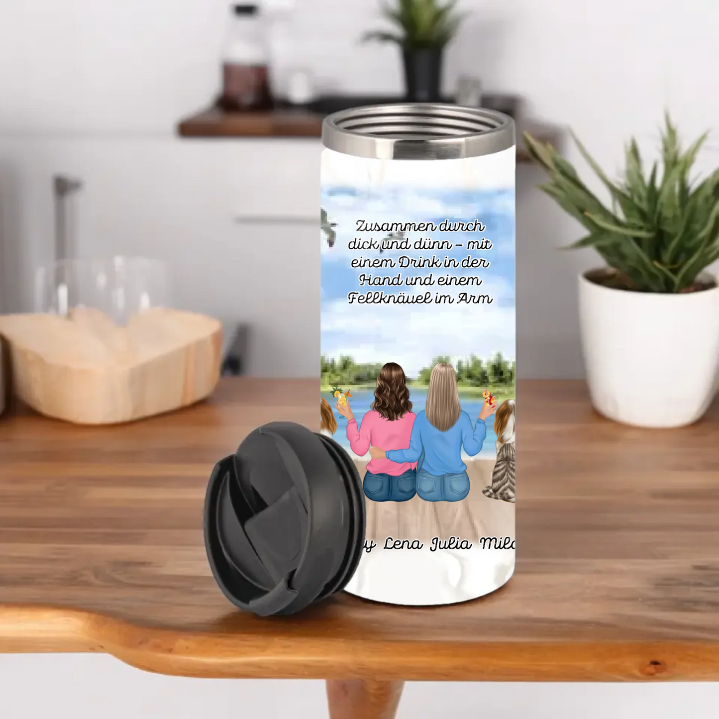 Freundinnen mit Haustier Tasse & Thermobecher