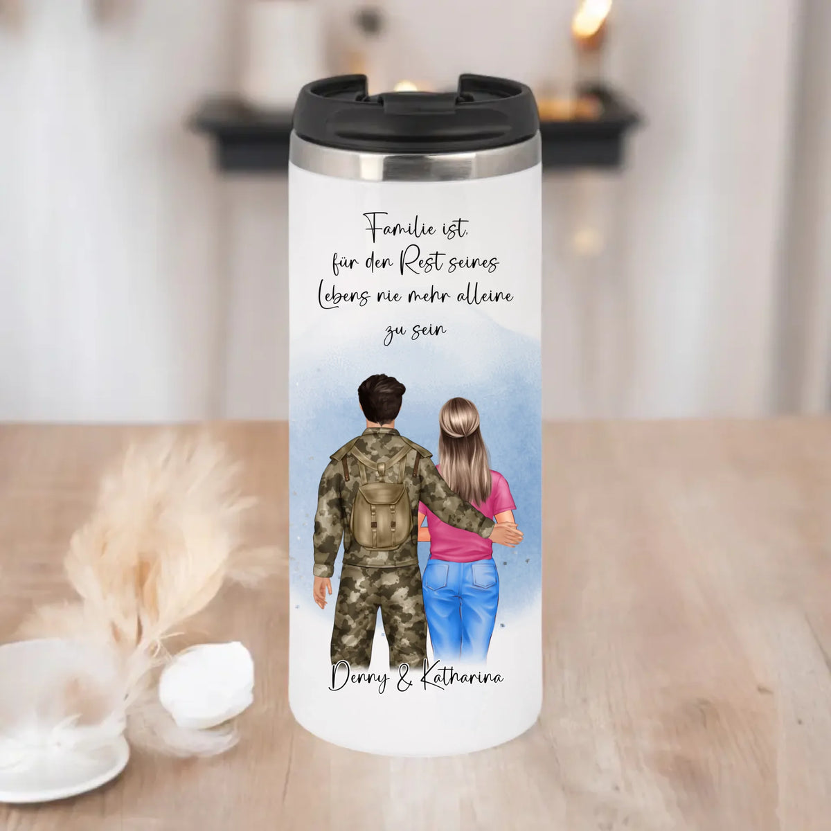 Soldat/in & Frau + 1-2 Kinder Tasse / Thermobecher