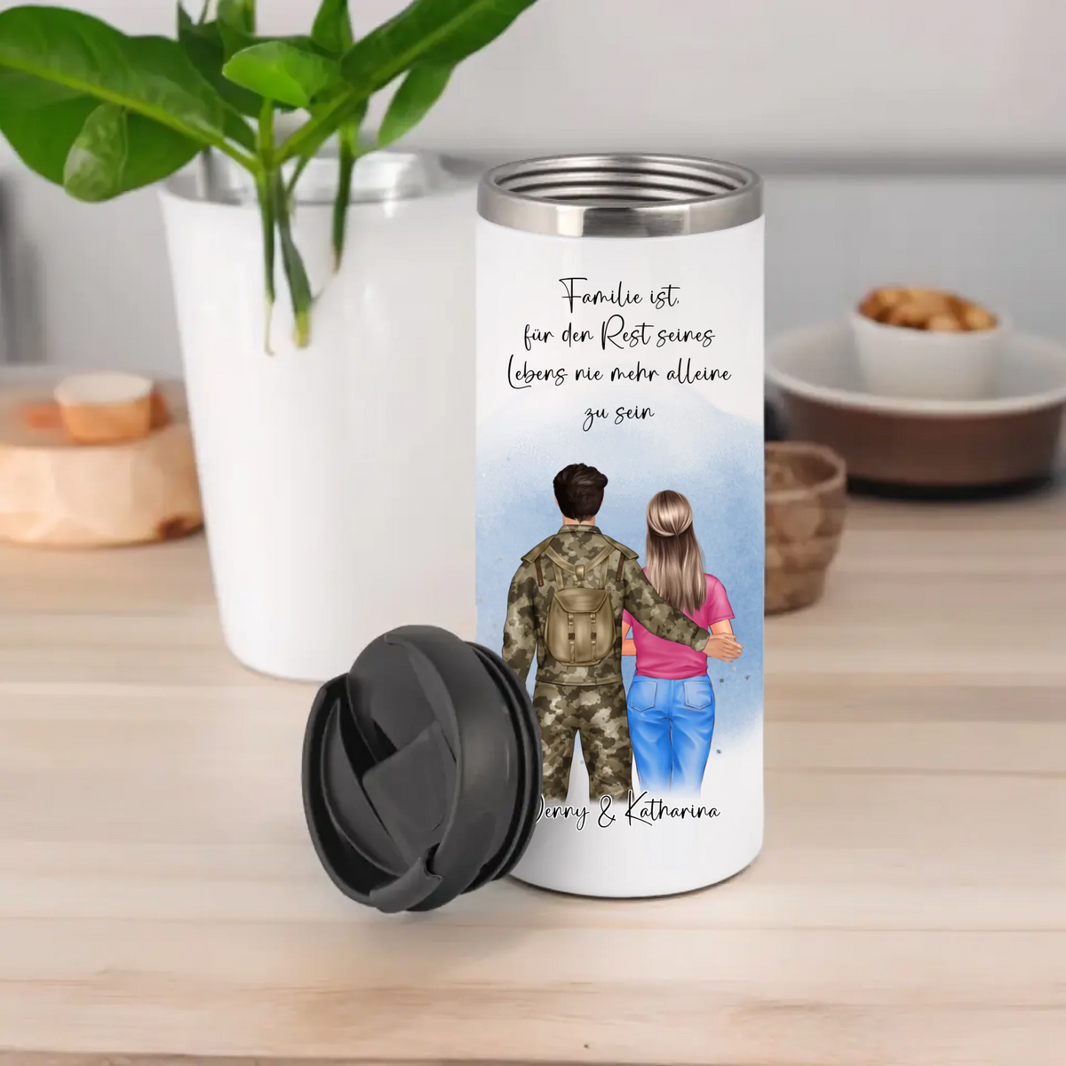 Soldat/in & Frau + 1-2 Kinder Tasse / Thermobecher