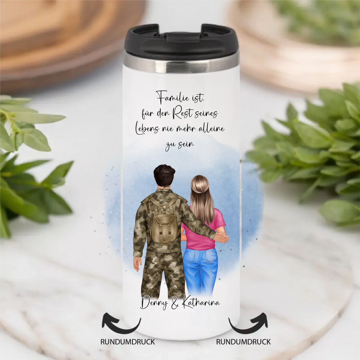 Soldat/in & Frau + 1-2 Kinder Tasse / Thermobecher