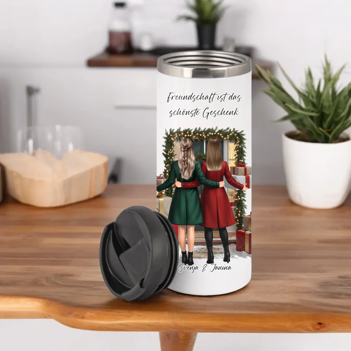Winter Freundinnen mit Geschenk Tasse