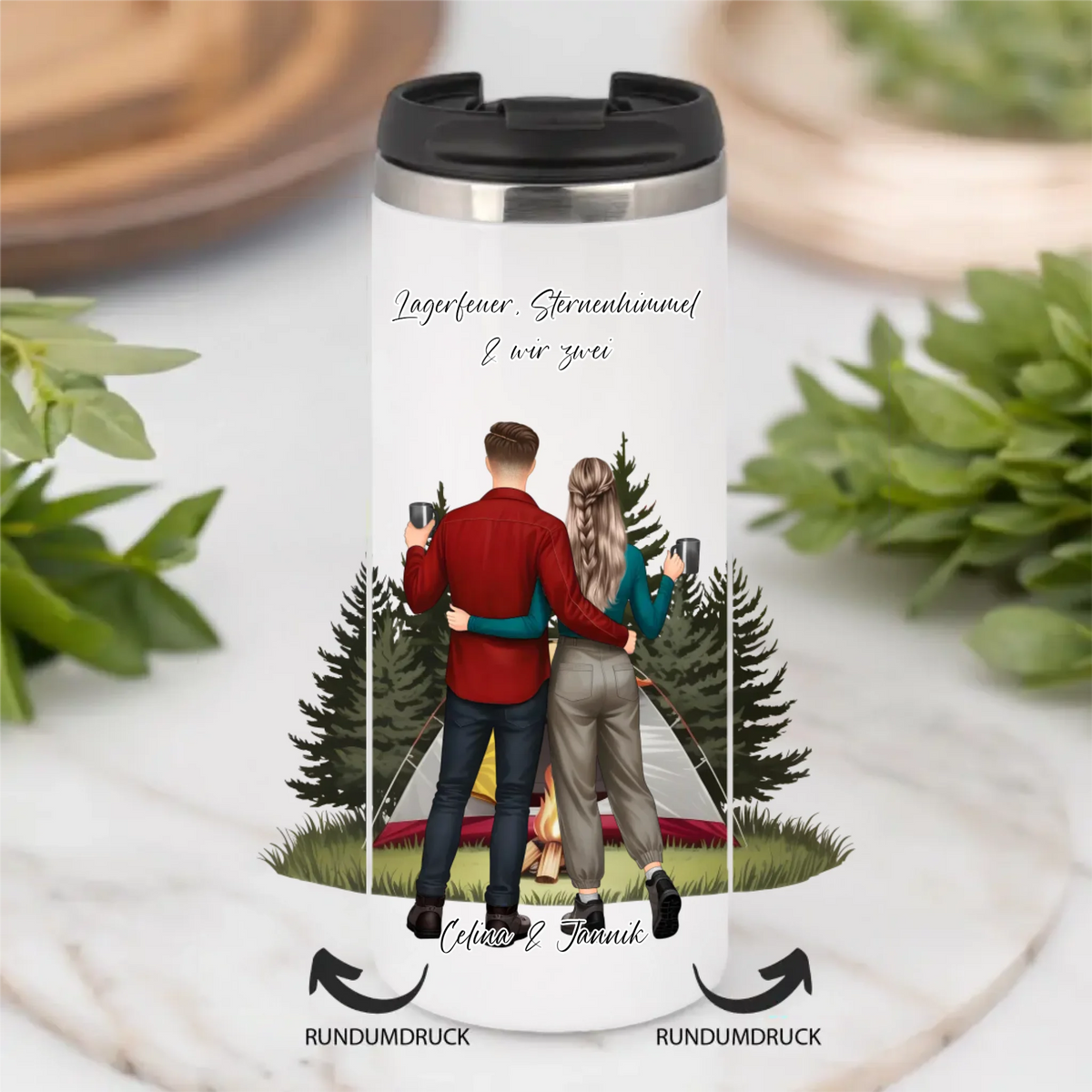 Camping Paar Tasse