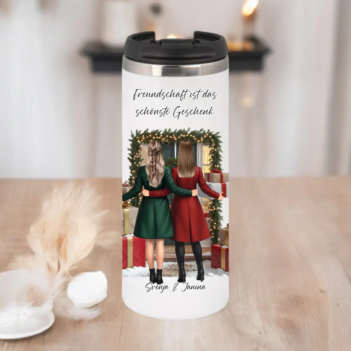 Winter Freundinnen mit Geschenk Tasse