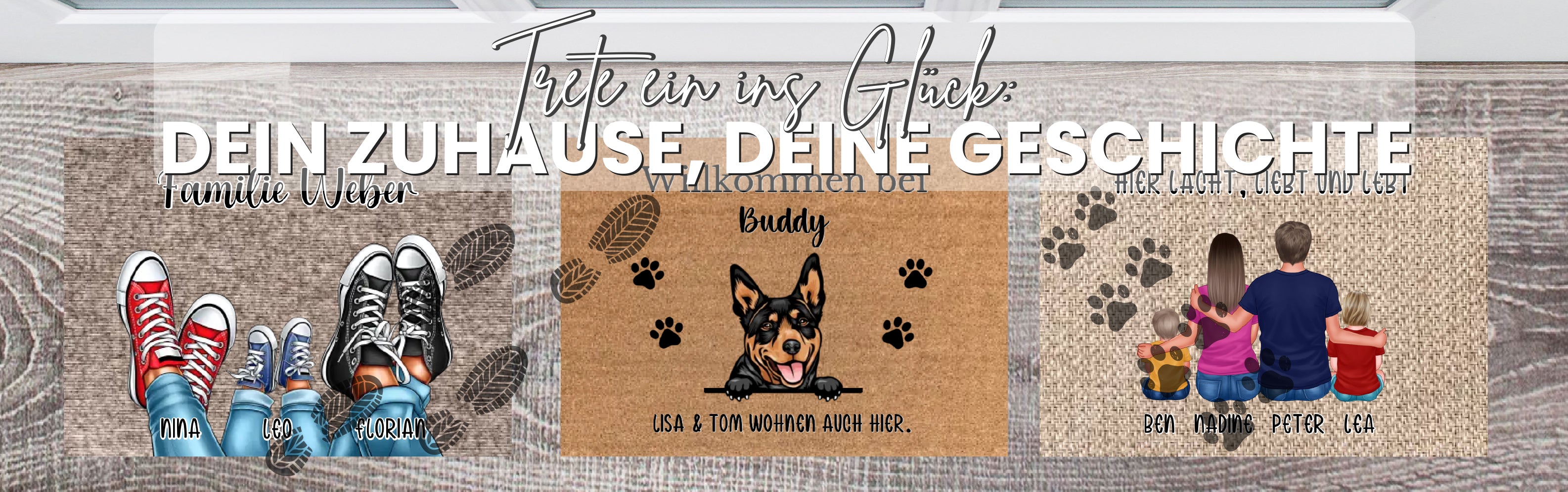 Personalisierte Fußmatte  Fussmatte für Paare / Singles mit Hund